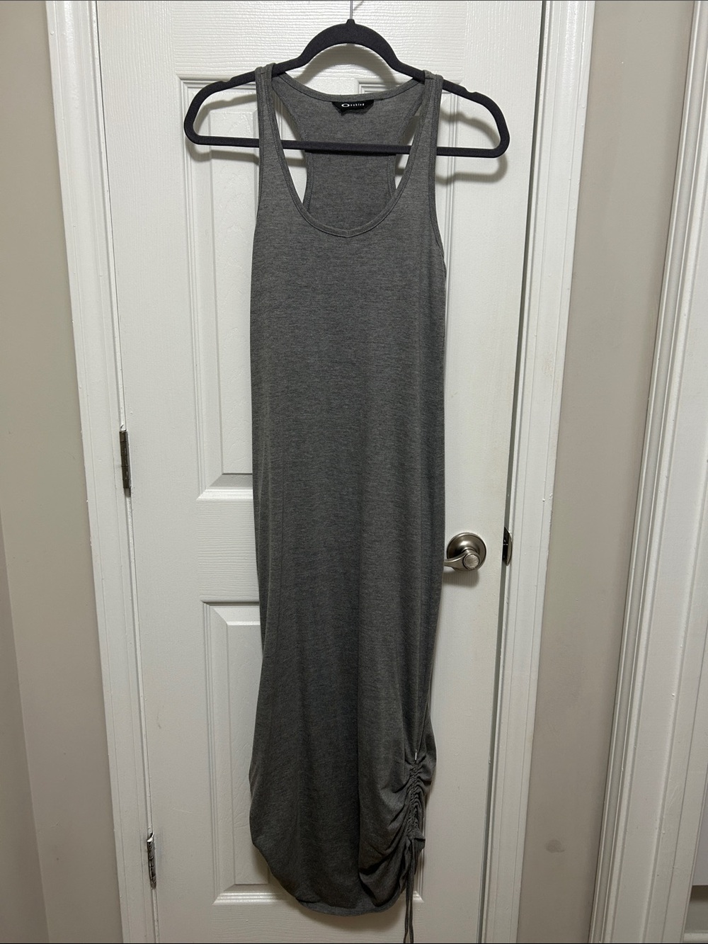 Oakley | Size:S | Sleeveless Gray Racerback Maxi Dress with Side Ruching
